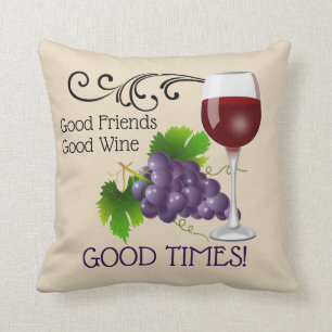 Coussin Bons amis, bon vin