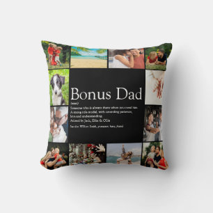 Coussin Bonus Papa Définition Stepdad Photo Collage noir
