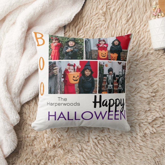 Coussin Boo citrouille jack-o-lanterne Halloween Collage p (Couverture)