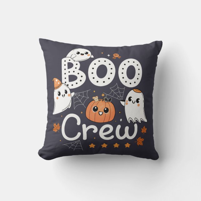 Coussin Boo Crew Cute Halloween Ghosts et Citrouille (Recto)