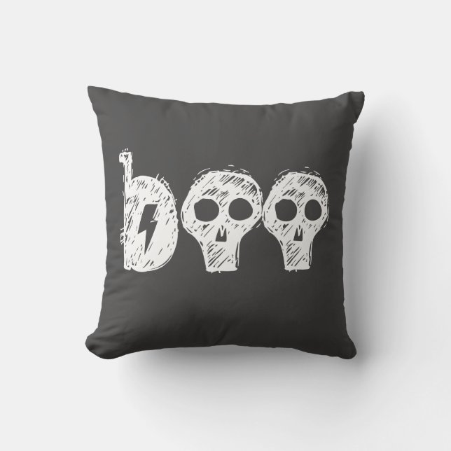 Coussin "Boo" Halloween gris Jeu d'oreiller (Recto)