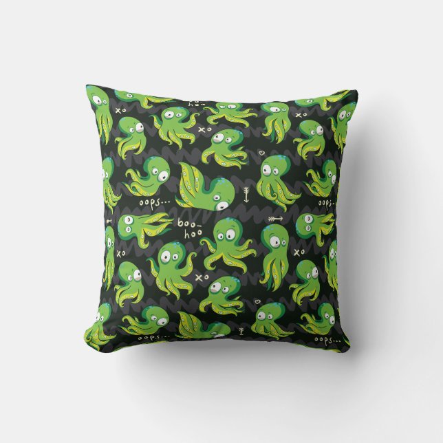 Coussin Boo Octopus Green Kids Clothing & Décor (Recto)