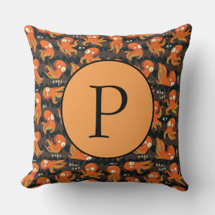 Coussin Boo Octopus Orange & Black Kids Vêtements & Décor
