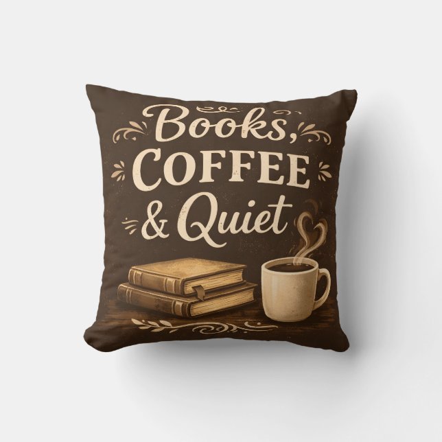Coussin Books, Coffee & Quiet – Dark Academia Book Lover (Recto)