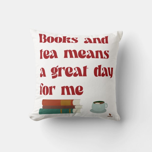 Coussin Books Tea Great Day for Me Cosy Reading Life (Recto)