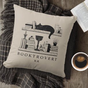 Coussin Booktrovert Amoureux des Livres Monogrammé 