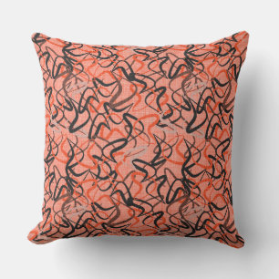 Coussin Boomerangs atomiques Corail, noir et gris rétro