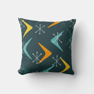 Coussin Boomerangs du milieu du siècle Starburs Turquoise