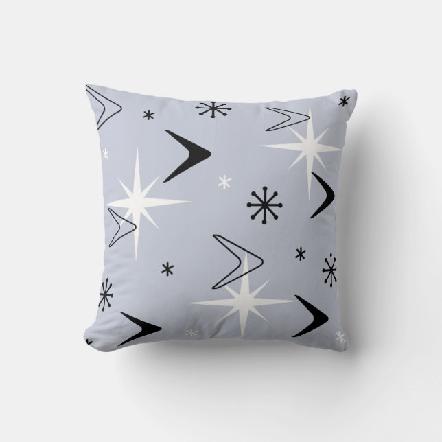 Coussin Boomerangs modernes du milieu du siècle Bleu argen (Recto)