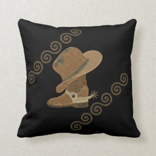 Coussin Boot de cowboy et Casquette de l'incrustation de b