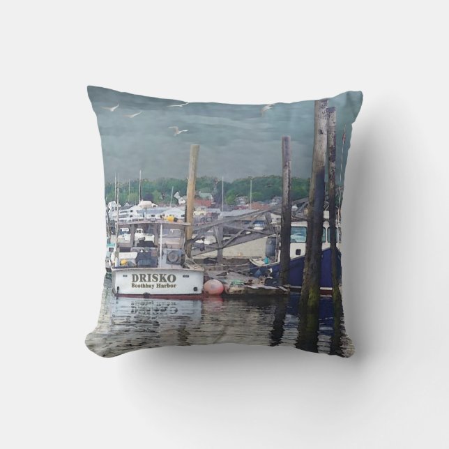 Coussin Boothbay Harbour Maine Boats Extérieur Jeu d'oreil (Recto)