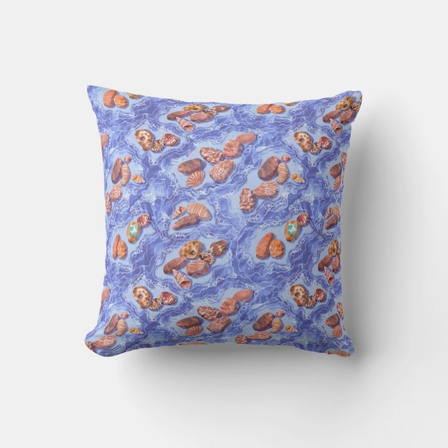 Coussin Bord de mer, vagues, galets (Recto)