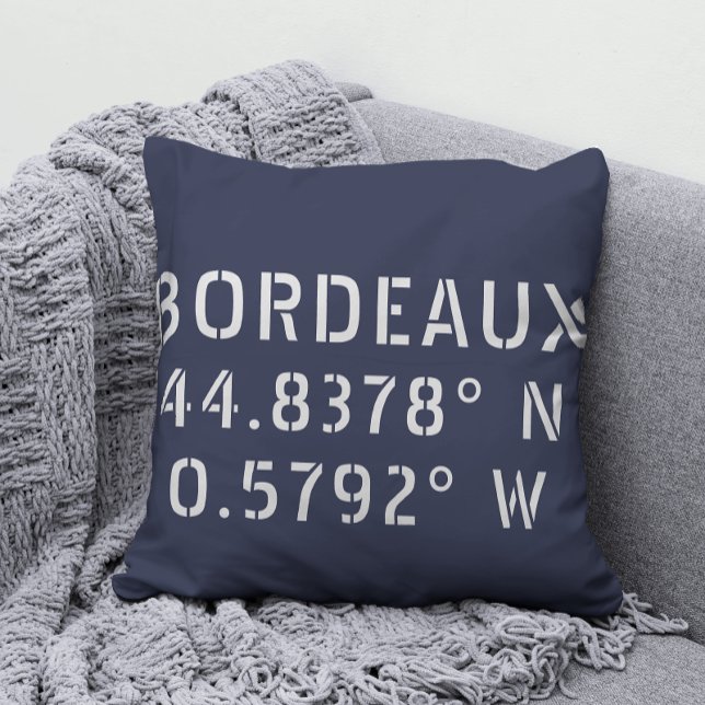 Coussin Bordeaux Latitude Longitude (Créateur téléchargé)