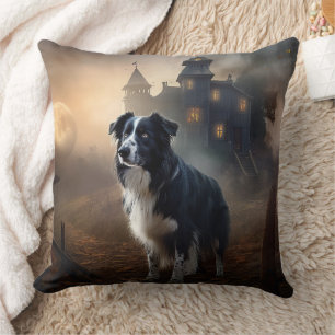 Coussin Border Collie Halloween Effrayant 