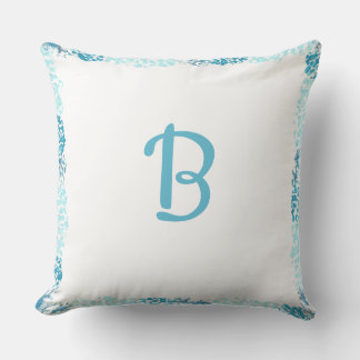 Coussin Bordure bleue Formes Abstraites Monogrammes Coussi