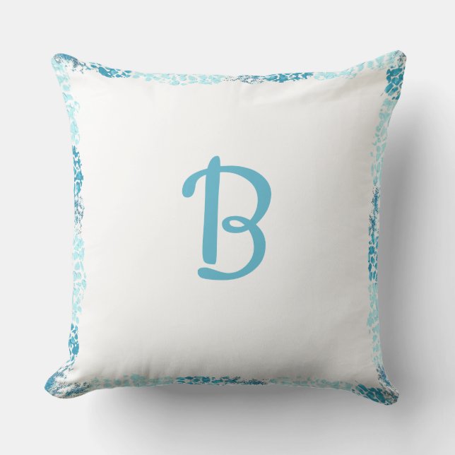 Coussin Bordure bleue Formes Abstraites Monogrammes Coussi (Recto)
