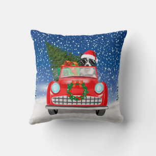Coussin Bordure Collie Chien Conduite Voiture En Neige Noë