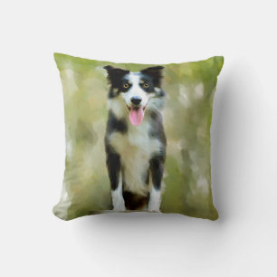 Coussin Bordure Collie Dog Portrait