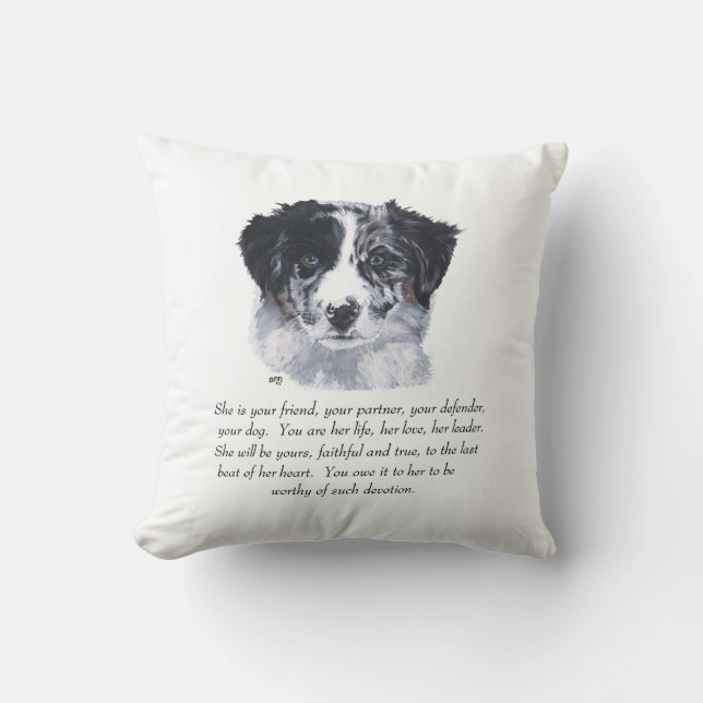 Coussin Bordure Collie Keeps (Recto)