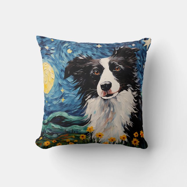 Coussin Bordure Collie Starry Nuit (Recto)
