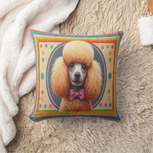 Coussin Bordure colorée du chien de caniche réaliste et él