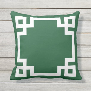 Coussin Bordure de clé grecque blanche et verte du chasseu