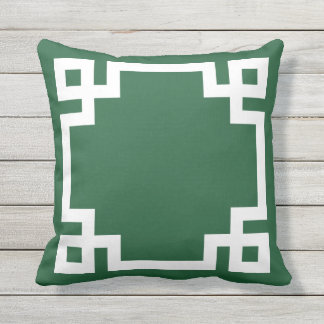 Coussin Bordure de clé grecque blanche et verte du chasseu