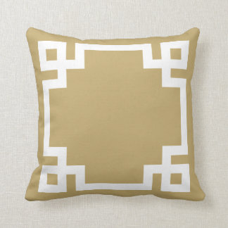 Coussin Bordure de clé grecque or et blanc