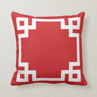 Coussin Bordure de clé grecque rouge et blanche