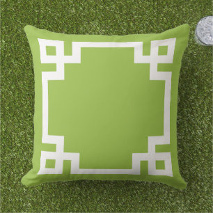 Coussin Bordure de clé grecque verte et blanche