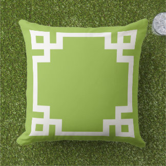 Coussin Bordure de clé grecque verte et blanche