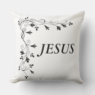 COUSSIN BORDURE DE COIN FLORAL JESUS