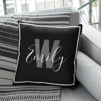 Coussin Bordure de monogramme noir