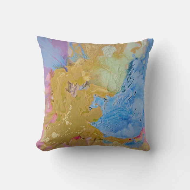 Coussin Bordure des Plaines modernes couleurs pastel abstr (Recto)