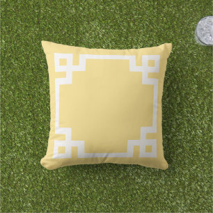 Coussin Bordure grecque jaune et blanc