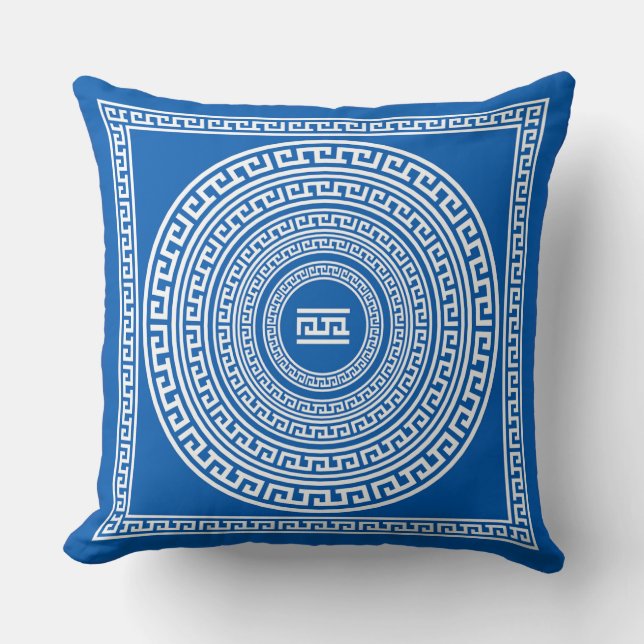 Coussin Bordures blanches sur Arrière - plan bleu gris (Recto)