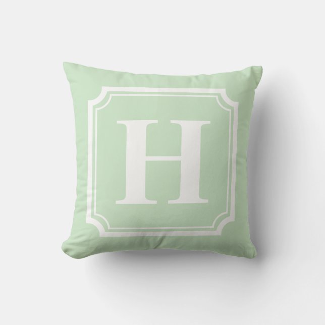Coussin Bordures classiques | Monogramme personnalisé vert (Recto)