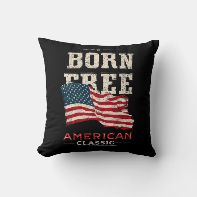 Coussin Born Free American Classic Patriotic USA Flag Blue (Recto)