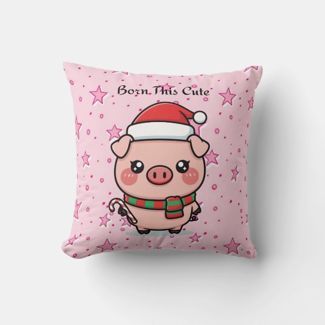 Coussin Born This Cute | Adorable Mini Pig Decorative Pill (Recto)