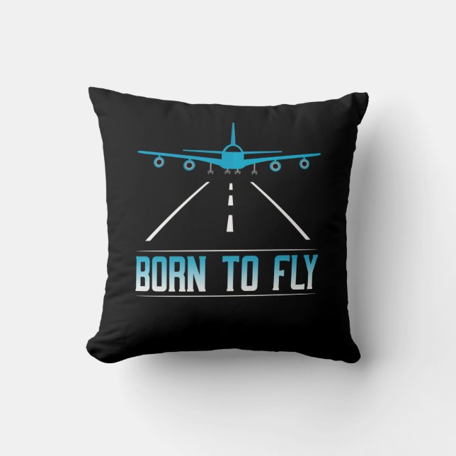 Coussin Born To Fly Aviation Pilot Flying Airplane Aircraf (Recto)