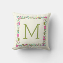 Borne fleurie de printemps Monogramme aqua moderne