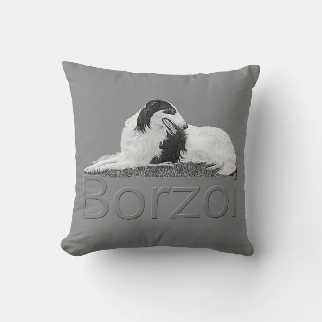 Coussin Borzoi au repos (Recto)