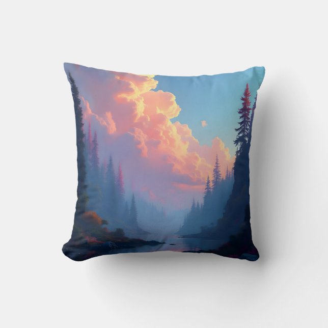 Coussin Bosquet Colorfall – Paysage de forêt automnale (Recto)