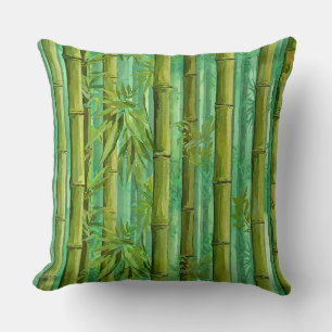 Coussin Bosquet de bambou jungle Verts chauds et frais