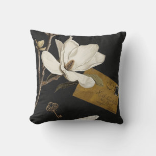 Coussin Bosquet de magnolias avec hiboux 05 Moutarde noir