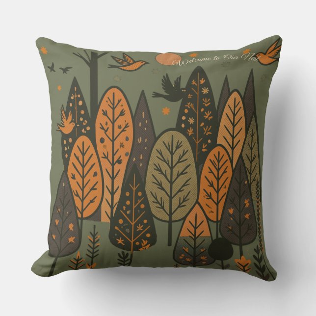 Coussin Bosquet du crépuscule nordique (Recto)