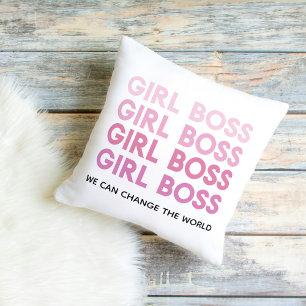 Coussin Boss de fille rose moderne Meilleur cadeau de fill