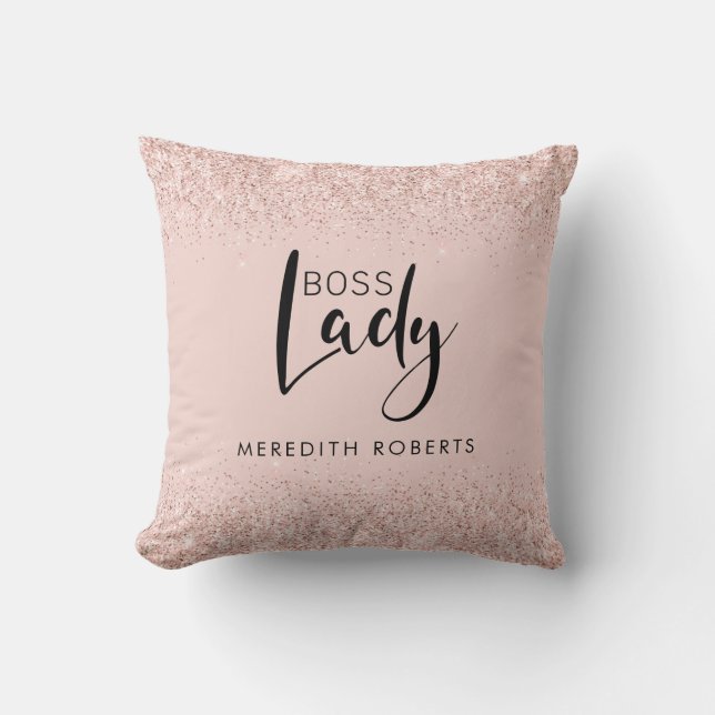Coussin Boss Lady Rose Gold Blush Parties scintillant pers (Recto)