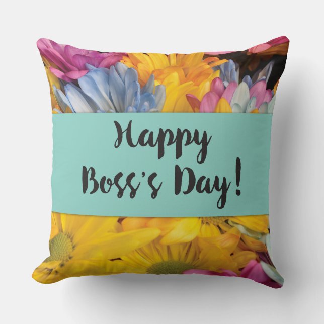 Coussin Boss’s Day Merci Gerbera Daisies (Recto)