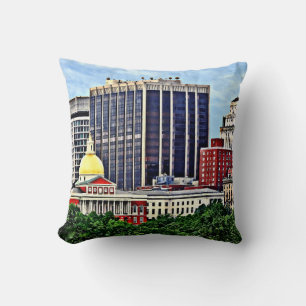 Coussin Boston MA - Skyline avec le State House du Massach